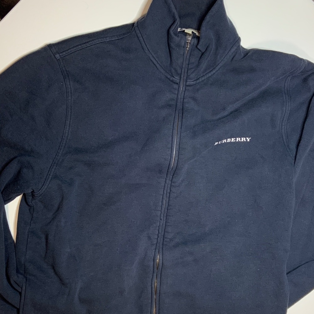 Burberry Navy Blue Zip-Up Sweatshirt